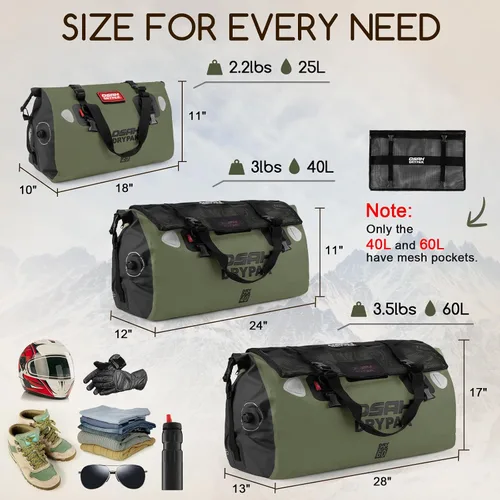 Vista 2 de Bolsa de lona impermeable de 40L y bolsa seca de 25L