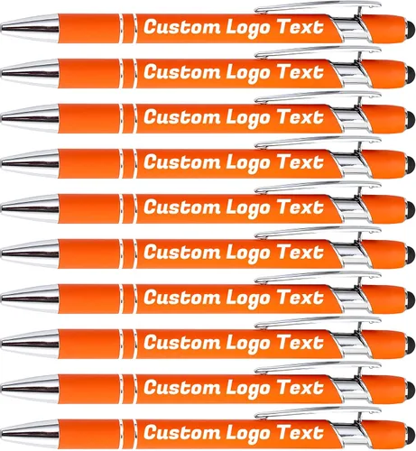 Vista 19 de Bolígrafos personalizados con nombre, texto, logotipo, bolígrafo personalizado para eventos de oficina de negocios con lápiz óptico para pantalla