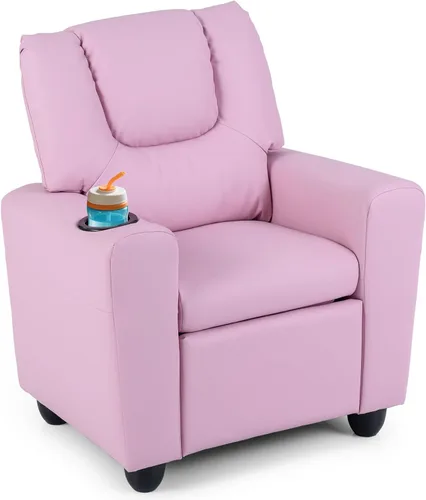 Vista 12 de GLACER Sillón reclinable para niños con portavasos de terciopelo vaca