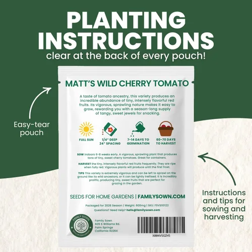 Vista 3 de Matt's Wild Cherry Tomate – 400 semillas premium para plantar – Tomates cherry prolíficos, dulces y de crecimiento vigoroso para la temporada 2026