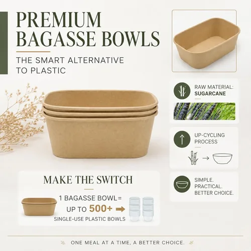 Vista 5 de Kaderron Paquete de 50 tazones de papel grandes de 20 onzas con tapas, contenedor compostable desechable resistente para fiestas, cuencos