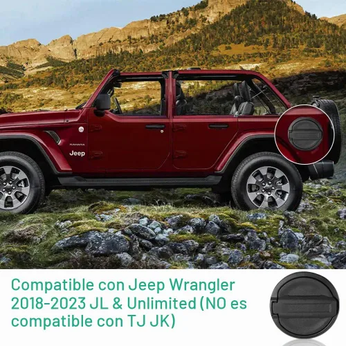Vista 4 de Cubierta de Tapa del Tanque de Combustible con Bloqueo Compatible con Jeep Wrangler 2018-2023 JL y Unlimited Cubierta de Puerta de Llenado