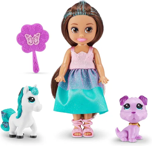Vista 3 de Sparkle Girlz ZURU - Juego de muñeca y mascota de princesa (rosa y gato) de 2 mascotas, peinado para niños, perros, gatos, unicornio, juguetes