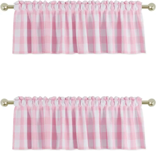 Vista 18 de UPOPO 2 cortinas de cocina a cuadros de búfalo, clásicas, a cuadros, estilo granja, cenefa para ventana, sala de estar, dormitorio, bolsillo