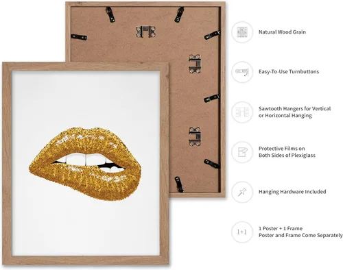 Vista 2 de Poster Master Impresión de labios dorados, póster de mordida de labio, arte moderno y minimalista, regalo bohemio para hombres y mujeres, diseño