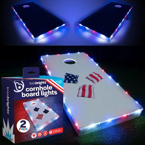 Vista 7 de Brightz TossBrightz - Luces LED de Cornhole para tablero y agujero - Incluye luces para 2 tableros - Ilumina el borde del tablero de cornhole