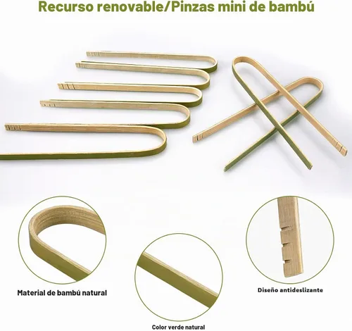 Vista 3 de Mini pinzas de bambú desechables, 100 unidades, pinzas de madera de 6.2 pulgadas de largo para embutidos, utensilios de cocina grandes