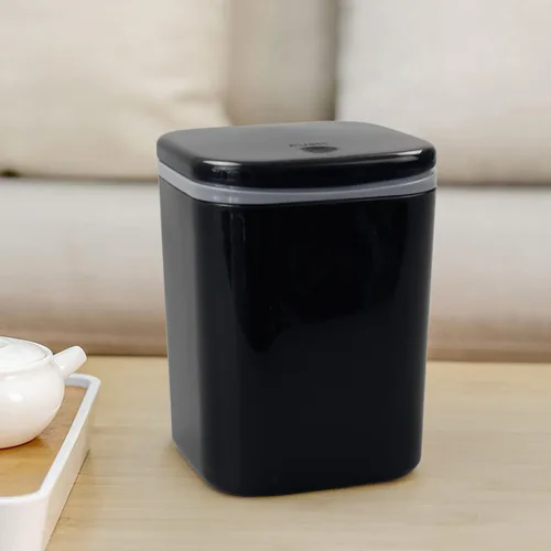 Vista 4 de Begale Mini cubo de basura de plástico de 0.5 galones, pequeño bote de basura con tapa
