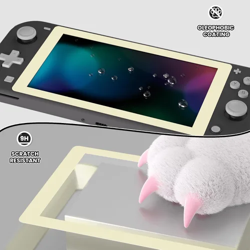 Vista 4 de eXtremeRate Protector de pantalla de vidrio templado 9H para Nintendo Switch Lite, paquete de 2, 0.020 in de grosor, 99.9% de transparencia, fácil