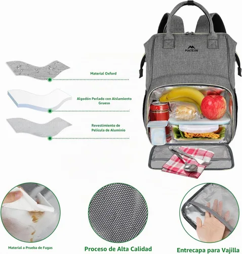 Vista 4 de MATEIN Insulated Lunch Backpack for Women, 15.6 Inch Laptop Backpack, Grey Gris