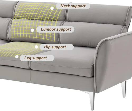 Vista 6 de Sofá modular convertible de 111 pulgadas, sofá de franela en forma de L con diván para zurdos y diestros