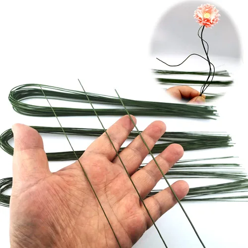 Vista 4 de Saktopdeco Alambre de tallos florales de 21.6 pulgadas, alambre envuelto en papel verde, calibre 18, calibre 20, calibre 24, para manualidades