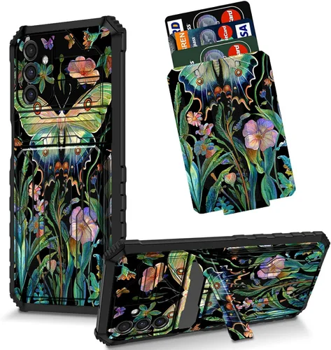 Vista 88 de Funda para Galaxy S21 FE 5G 2022 con soporte, funda de doble capa de policarbonato duro de TPU suave, estampado de vaca, estampado animal