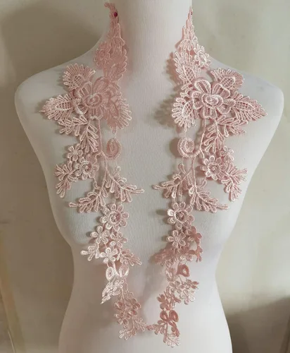 Vista 10 de 1 par de apliques de bordado para boda, encaje floral, adornos de costura (negro A)
