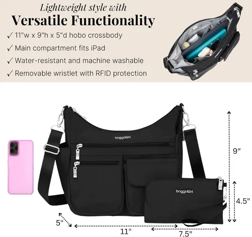 Vista 4 de Baggallini Modern Everywhere Crossbody Women 11x9x4.5 RFID Hobo Bag