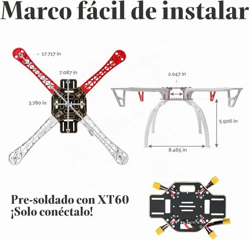 Vista 3 de F450 Drone Frame, 17.717 in Quadcopter Frame Kits con soportes