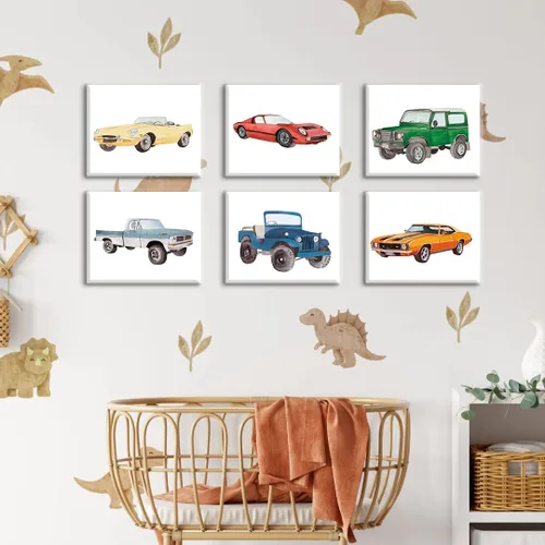 Vista 6 de XUOIAYNB Impresiones artísticas clásicas de acuarela para automóvil, diseño retro de carreras todoterreno, lienzo enmarcado para pared