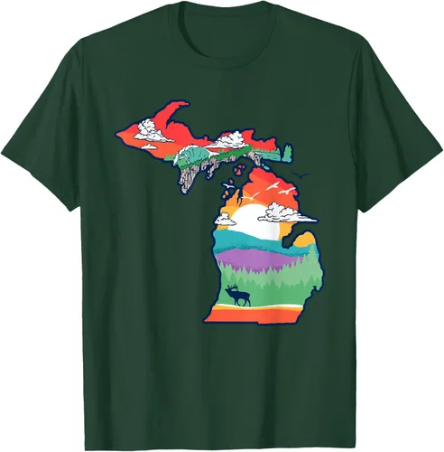 Vista 55 de Michigan Outside - Camiseta con ilustración artística