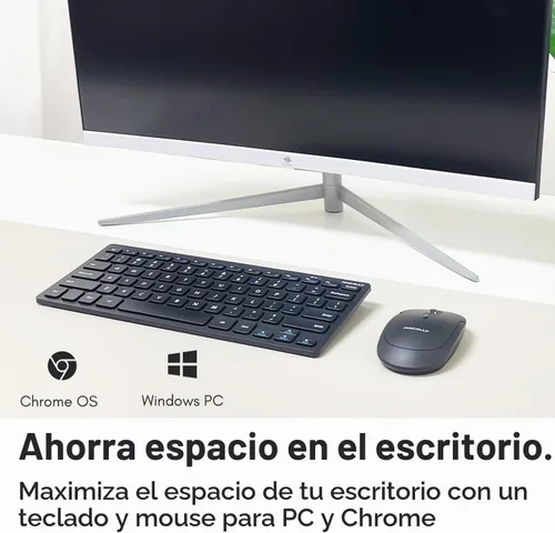Vista 2 de Macally Pequeño teclado inalámbrico y mouse combinados – Dúo de productividad silencioso – Teclado compacto inalámbrico 2.4G y mouse para PC – Mini