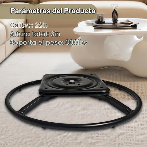 Vista 3 de Repuesto de base de anillo giratorio reclinable de alta resistencia de 22 pulgadas con placa giratoria de 10.2 pulgadas para reparación de parte