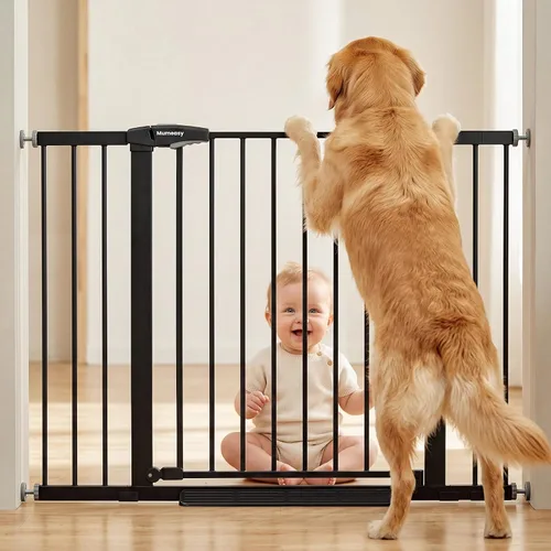 Vista 16 de Puerta de bebé para escaleras, puerta de perro con cierre automático de 29.7-43 pulgadas para puertas y pasillos, puerta para mascotas montada a
