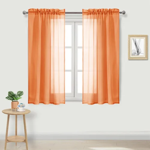 Vista 109 de DWCN Cortinas Transparentes Aqua de Voile Semitransparente con Bolsillo para Barra para Dormitorio y Sala de Estar, 36 x 36 pulgadas de Largo, Juego