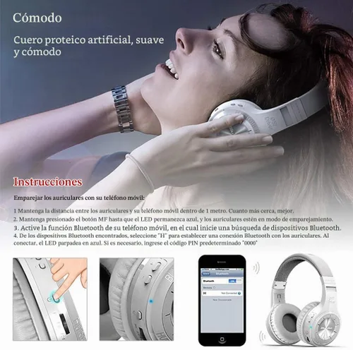 Vista 6 de Bluedio H Turbine Auriculares inalámbricos Bluetooth 5.0 estéreo con micrófono, auriculares con graves impactantes con bolsa de almacenamiento