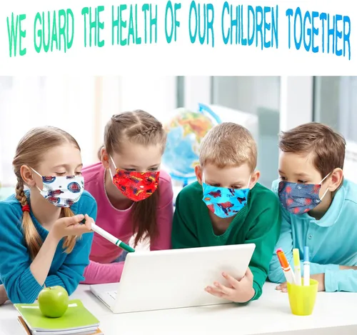 Vista 6 de 50 mascarillas faciales para niños, transpirables, con temática de dibujos animados, 3 capas para las orejas, suministros para niños y niñas