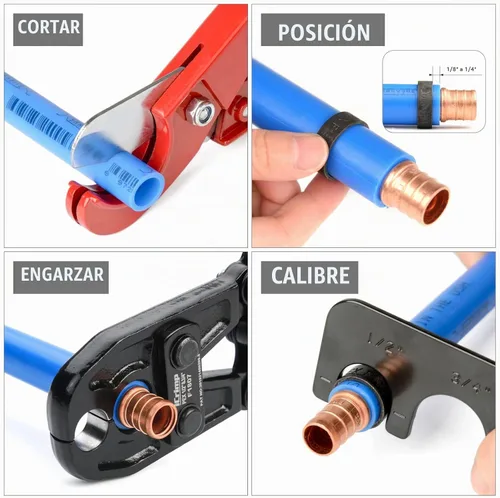Vista 4 de IWISS/iCrimp - Kit de herramientas de engarzado de anillo de cobre para tubería PEX para anillos de crimpado de 1/2 pulgada, 3/4 pulgada, cumple
