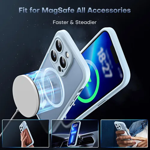 Vista 252 de TOCOL Funda magnética 3 en 1 para iPhone 15 Pro, mejorada [protección completa de cámara] con 2 protectores de pantalla, compatible con MagSafe Gris