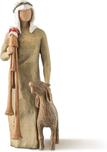 Vista 9 de Willow Tree Paz en la Tierra, un abrazo de paz, figura sostiene cordero como expresión de bendiciones pacíficas para el nacimiento de Navidad