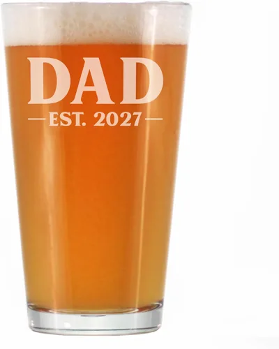 Vista 7 de Dad Est 2023 - Regalo de Vaso de Pinta para Nuevo Padre Primerizo - Vasos Llamativos de 16 Oz 4-Transparente