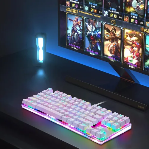 Vista 7 de MOTOSPEED Teclado mecánico para juegos RGB retroiluminado inferior transparente anti-fantasma 87 teclas teclado USB iluminado
