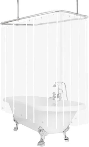 Vista 10 de Cortina de ducha transparente para bañera con patas de 180 x 70 pulgadas, envolvente, con 6 imanes, impermeable, juego de cortinas de ducha