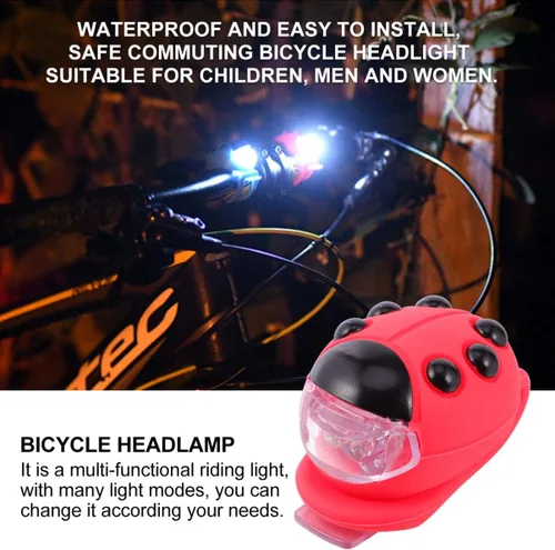 Vista 5 de BESPORTBLE Luz de mariquita para niños, luz delantera y trasera, faros delanteros y traseros de bicicleta, luz LED de silicona, luz trasera