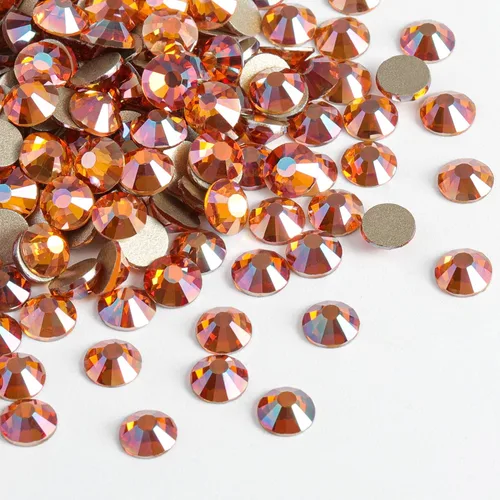 Vista 2 de Beadsland 1440 diamantes de imitación de cristal con parte trasera plana, gemas redondas, ámbar, SS3, 0.047-0.055 in