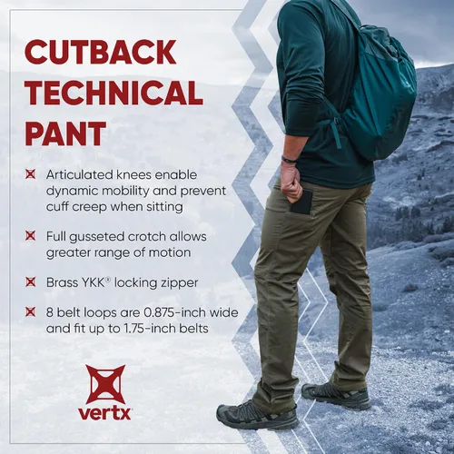 Vista 4 de Vertx Men's Cutback Technical Tactical Gear with Pockets Lightweight Stretch Quick Dry Odor Control Athletic Cut Outdoor Pant