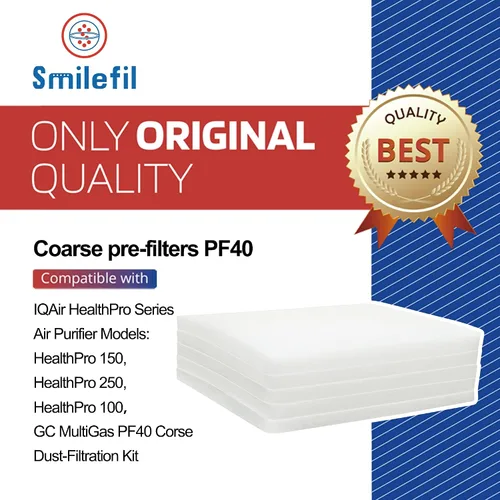 Vista 2 de Smilfil PF40 - Paquete de 5 almohadillas de repuesto para prefiltro compatibles con IQAir PF40 Purificador de aire de prefiltración de polvo grueso