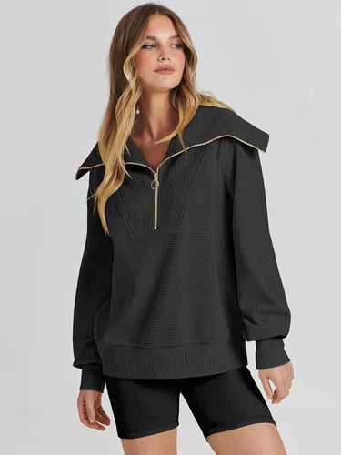 Vista 6 de ANRABESS Sudaderas con capucha para mujer, de gran tamaño, con cremallera de un cuarto, para adolescentes, niñas, ropa de moda Y2K