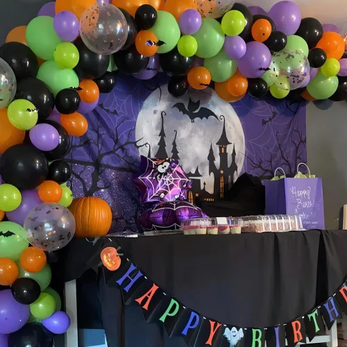 Vista 7 de 60 globos de 12 pulgadas, decoraciones de Halloween, globos de látex, juguetes inflables, globos, negro, naranja, verde
