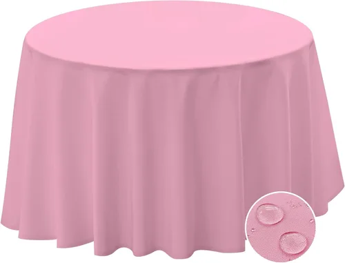 Vista 14 de BYDOLL Mantel redondo de 48 pulgadas, mantel de poliéster beige lavable sin arrugas, a prueba de derrames, para mesas de hasta 38 pulgadas