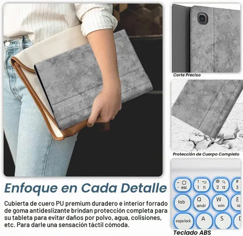 Vista 7 de Funda para teclado Galaxy Tab A 8.0 2019 [retroiluminada, SM-T290, SM-T295], teclado inalámbrico desmontable de 7 colores con funda de soporte de PU