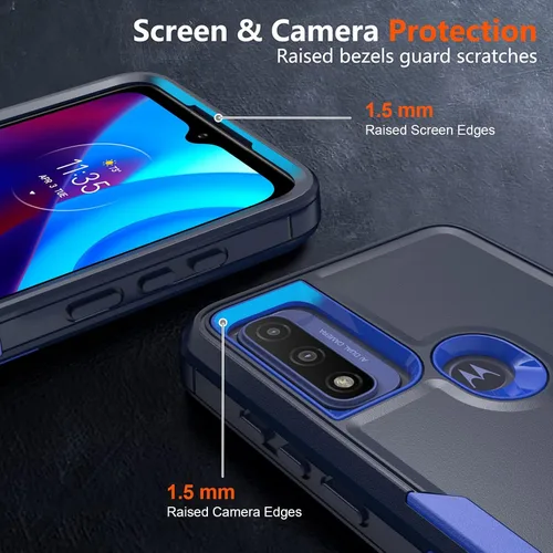 Vista 4 de Funda para Moto G Play 2023, a prueba de golpes, a prueba de caídas, protector de pantalla de vidrio templado, funda de protección resistente