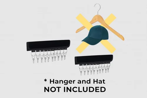 Vista 8 de Organizador de sombreros para percha y armario de habitación, 1 paquete de clips de almacenamiento para colgar sombreros de béisbol, gorras