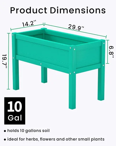 Vista 2 de Cama de jardín elevada pequeña de HDPE, jardinera elevada con patas, jardinera para exteriores resistente a la intemperie, camas elevadas para Aruba