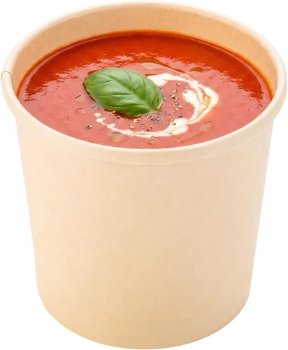 Vista 6 de Restaurantware Bio Tek - Tazas de sopa desechables de 12 onzas, 200 tazas de sopa de papel para microondas, tapas ventiladas que se venden por