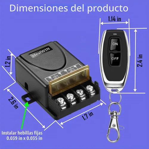 Vista 5 de Interruptor remoto inalámbrico, CC 12-72V 30A, rango de 328 pies