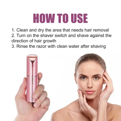 Vista 6 de Removedor de vello facial para mujeres, maquinilla de afeitar facial eléctrica color blanco/oro rosa para mujeres para eliminación instantánea