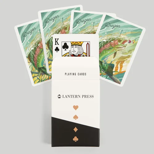 Vista 6 de Lantern Press Oregon, Fishing, Underwater Trout, 52 Playing Cards for Adults, Poker Size Card Deck