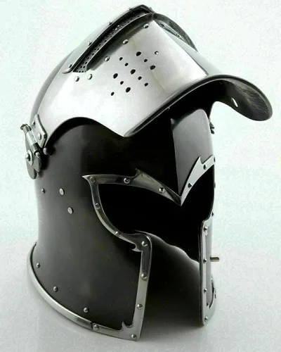 Vista 4 de Medieval Replicas Casco Barbuta Casco Armadura Casco de Caballero Romano Cascos con Forro Interior ECTORIA